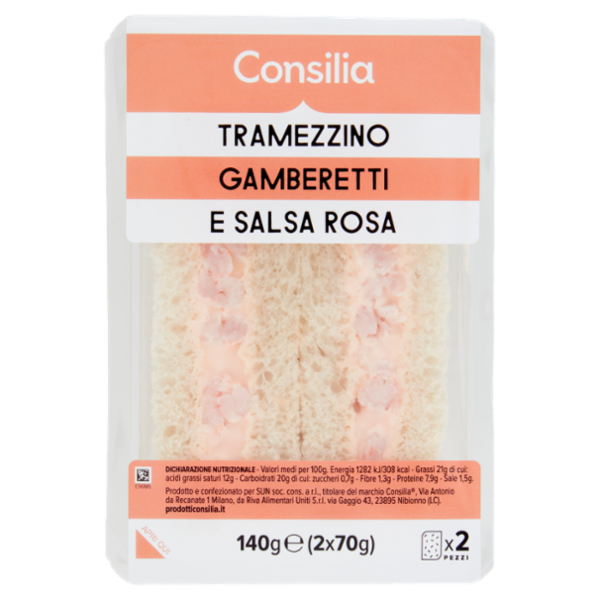 Consilia Tramezzini Farciti Gamberetti e Salsa Rosa 2x70 g