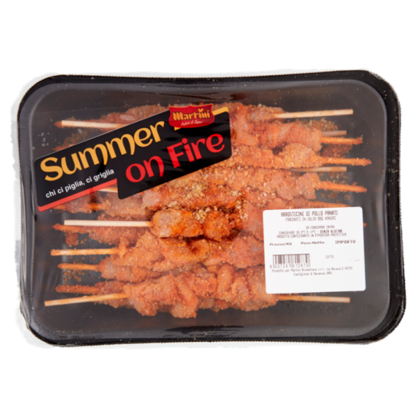 Martini Summer on Fire Arrosticini di Pollo Panati Marinati in Salsa BBQ Kansas 0,330 kg