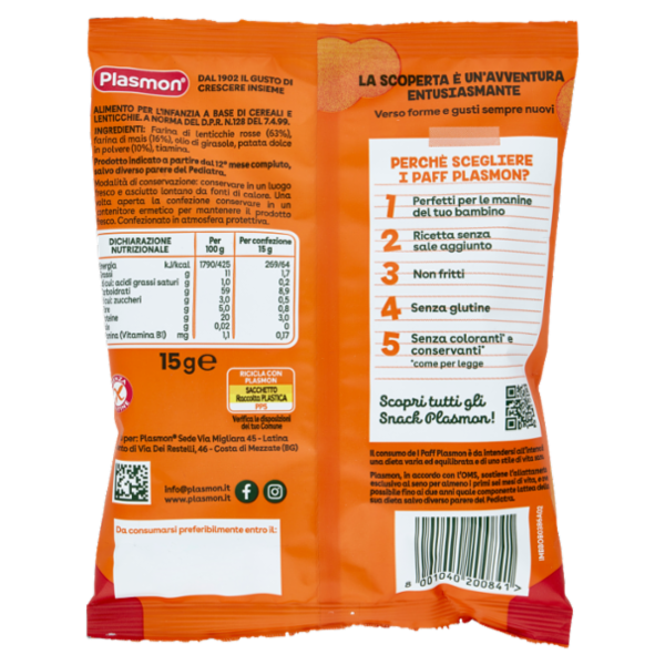 Plasmon i Paff Lenticchie e Patate Dolci 15 g