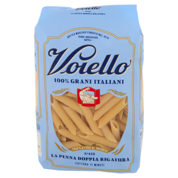 Voiello Pasta La Penna Doppia Rigatura N°152 grani 100% italiani Trafilata bronzo 500g