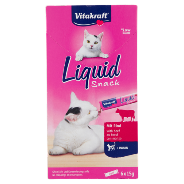 Vitakraft Liquid Snack con manzo + Inulin 6 x 15 g