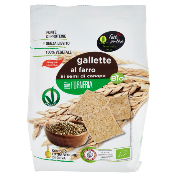 Terranostra Vegan Linea Forneria gallette al farro ai semi di canapa Bio 200 g