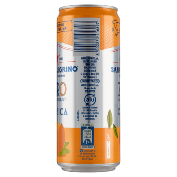 SANPELLEGRINO Classica Zero Zuccheri Aggiunti, Lattina 33 cl