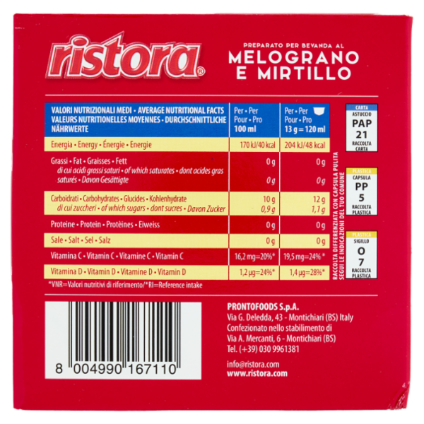 ristora Melograno e Mirtillo Capsule Compatibili con macchine Nescafè Dolce Gusto 10 x 13 g