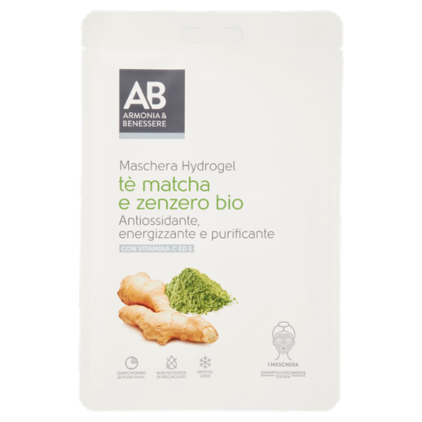 Armonia & Benessere Maschera Viso Hydrogel con Tè Matcha e Zenzero Bio