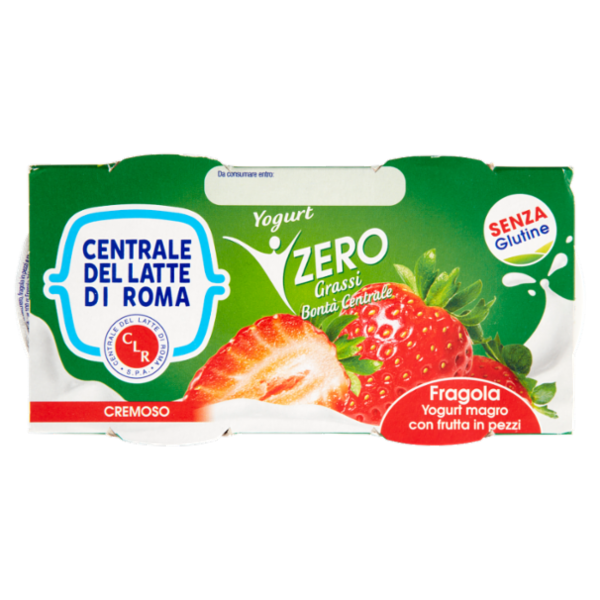 Centrale del Latte di Roma Zero Grassi Fragola Yogurt magro con frutta in pezzi 2 x 125 g