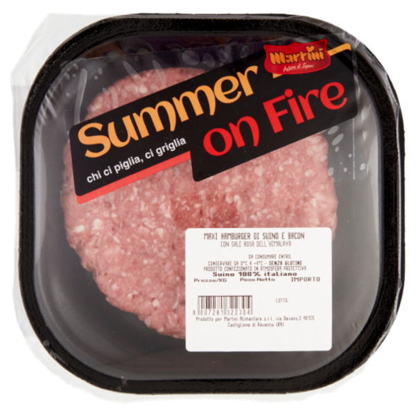 Martini Summer on Fire Maxi Hamburger di Suino e Bacon con Sale Rosa dell'Himalaya 0,180 kg