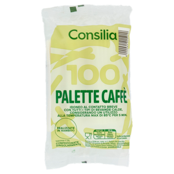 Consilia Palette per Caffè in Bambù Confezionate Singolarmente 100 pezzi