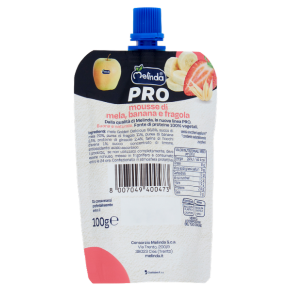 Melinda Pro mousse di mela, banana e fragola 100 g