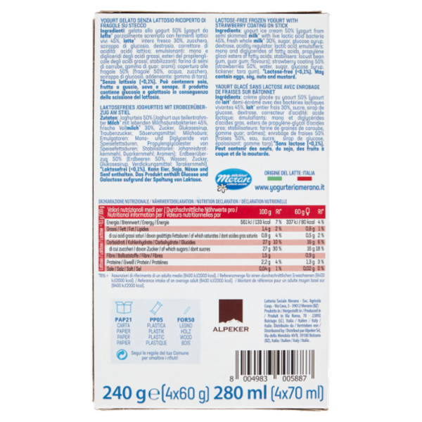 Meran Yogurteria Merano Frozen Yogurt Fragola 4 x 60 g