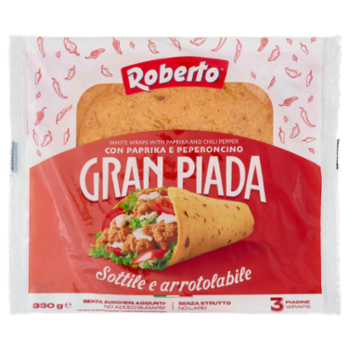 Roberto Gran Piada Con Paprika e Peperoncino 3 Piadine 330 g