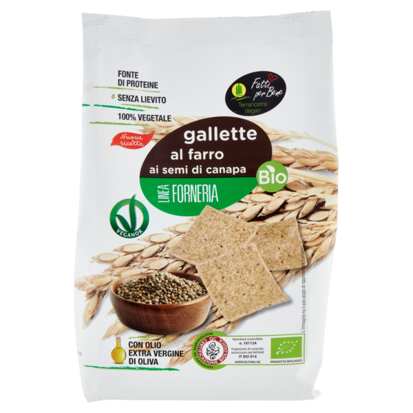 Terranostra Vegan Linea Forneria gallette al farro ai semi di canapa Bio 200 g