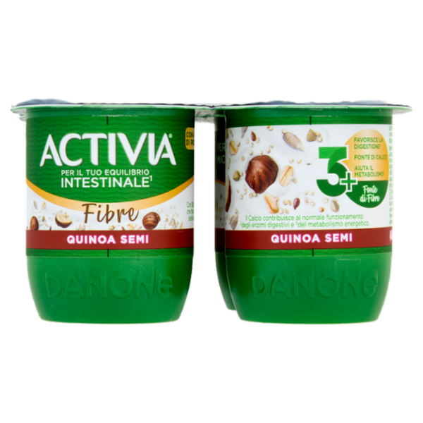 ACTIVIA Fibre Yogurt con Probiotico Bifidus, gusto Quinoa e Semi, 4x125g