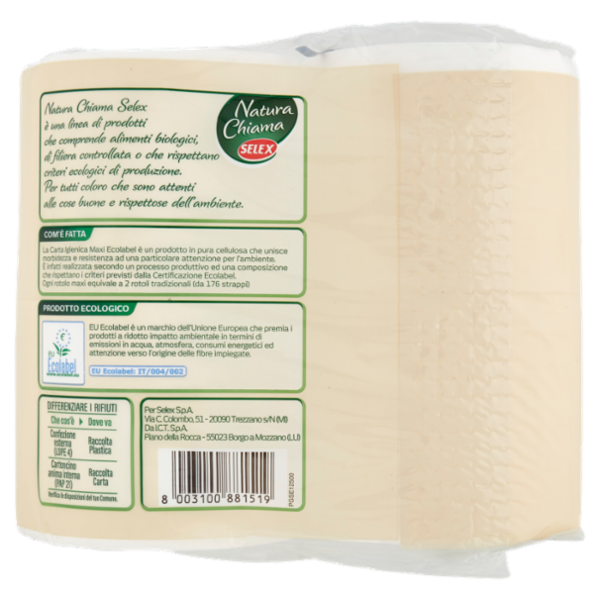 Selex Natura Chiama Carta Igienica Eco 2 Veli 4 Maxi Rotoli