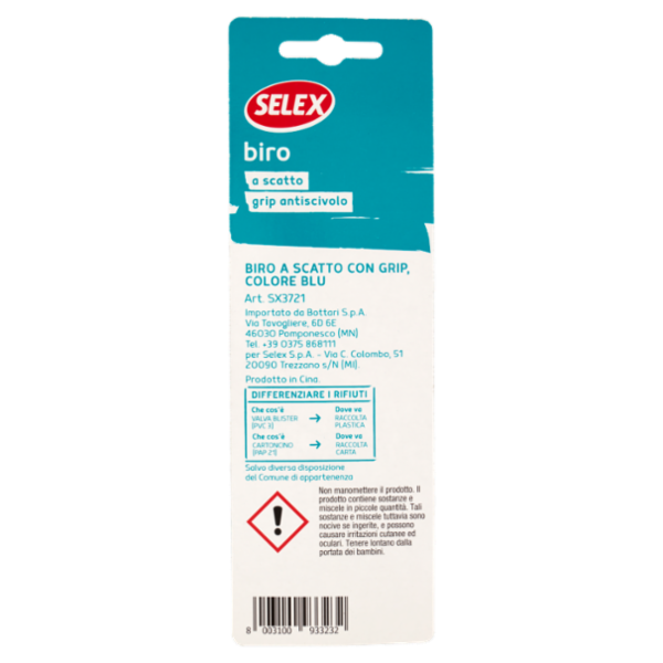 Selex Penna a Sfera a Scatto con Grip Antiscivolo Blu