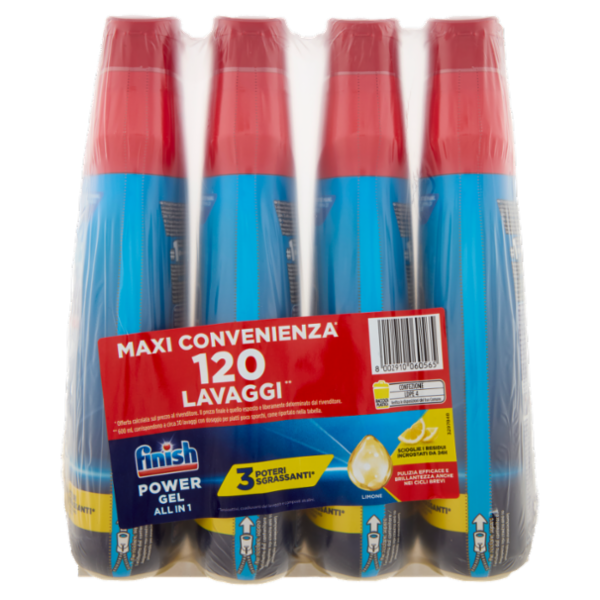 Finish Power Gel Lemon 4 x 30 lavaggi liquido lavastoviglie 4 x 600 ml