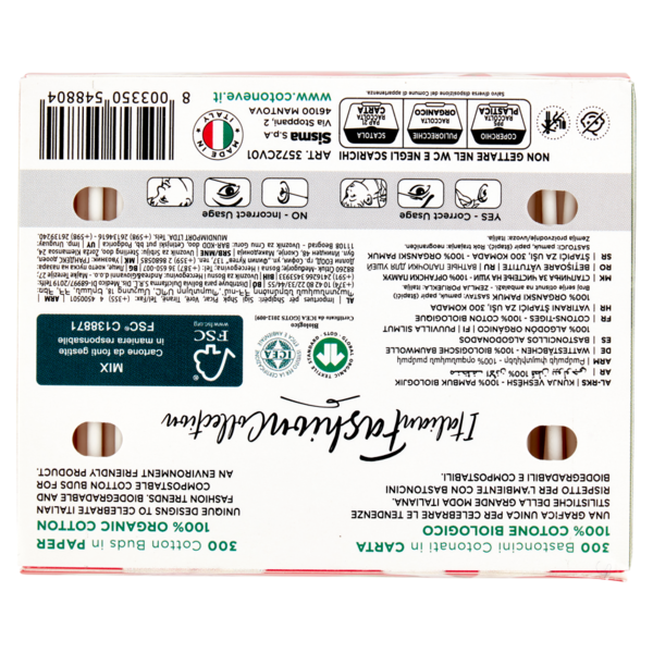 Cotoneve Bastoncini in Carta Biodegradabili e Compostabili 300 pz