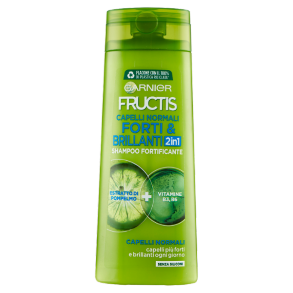 Garnier Shampoo Fructis Capelli Normali 2in1, Capelli Forti e Brillanti, 250 ml