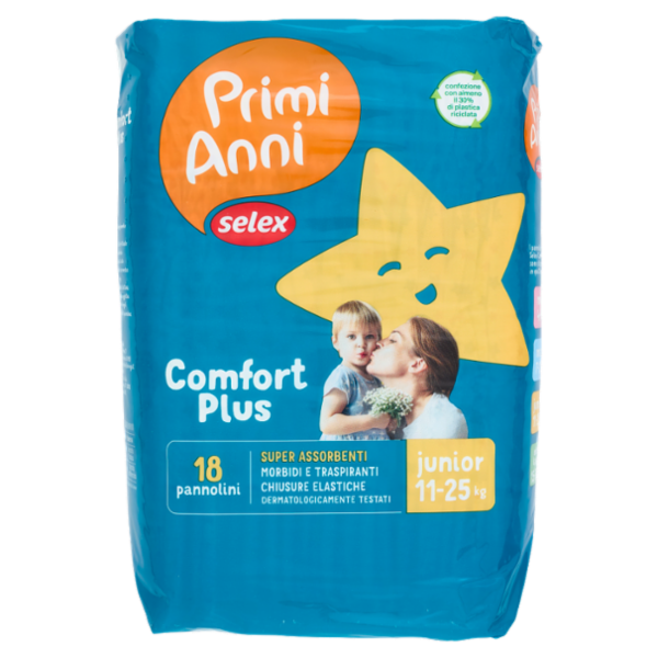 Selex Primi Anni Pannolini per Bambini Dry Comfort Junior 11-25 kg 18 pezzi