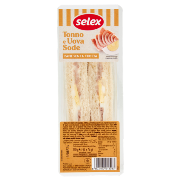 Selex Tramezzini Farciti Uova Sode, Maionese e Tonno 2x75 g