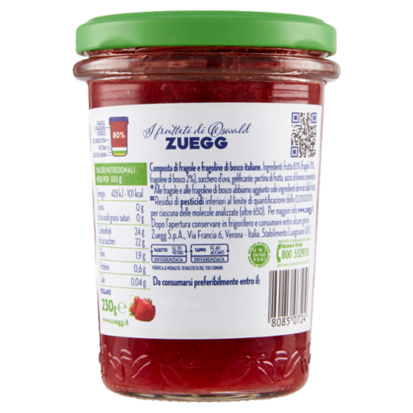 Zuegg I frutteti di Oswald Zuegg Zero Residui 100% da Frutta* Fragole Fragoline Italiane 230 g