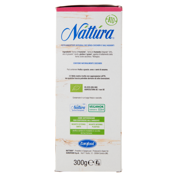 Náttúra Fette biscottate integrali senza zuccheri aggiunti Bio 300 g