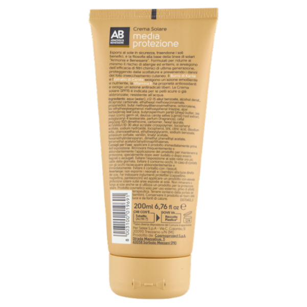 Armonia & Benessere Crema Solare Protezione Media SPF 15 200 ml