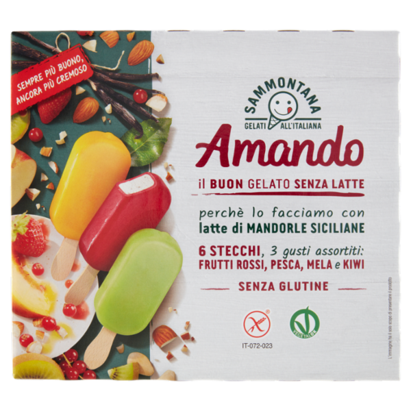 Sammontana Amando 6 Stecchi Frutti Rossi, Pesca, Mela e Kiwi 6 x 55 g