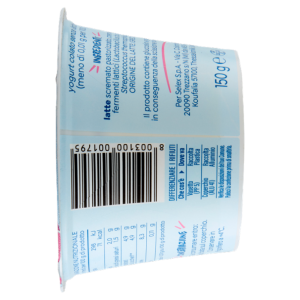 Selex Vivi Bene Yogurt Greco Bianco Senza Lattosio 150 g