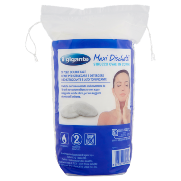 IL GIGANTE Maxi Dischetti Strucco Ovali in Cotone 50 pz