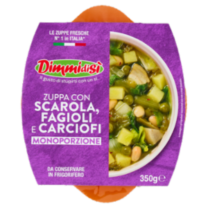 DimmidiSì Zuppa Con Scarola, Fagioli e Carciofi Monoporzione 350 g