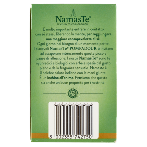 Pompadour NamasTe Tè Ayurvedico Biologico Tè Verde con Matcha 15 x 1,8 g