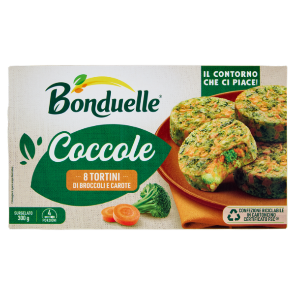 Bonduelle Coccole 8 Tortini di Broccoli e Carote Surgelato 300 g