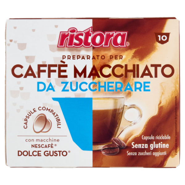 ristora Caffè Macchiato da Zuccherare Capsule Compatibili con Macchine Nescafè Dolce Gusto 10 x 5 g
