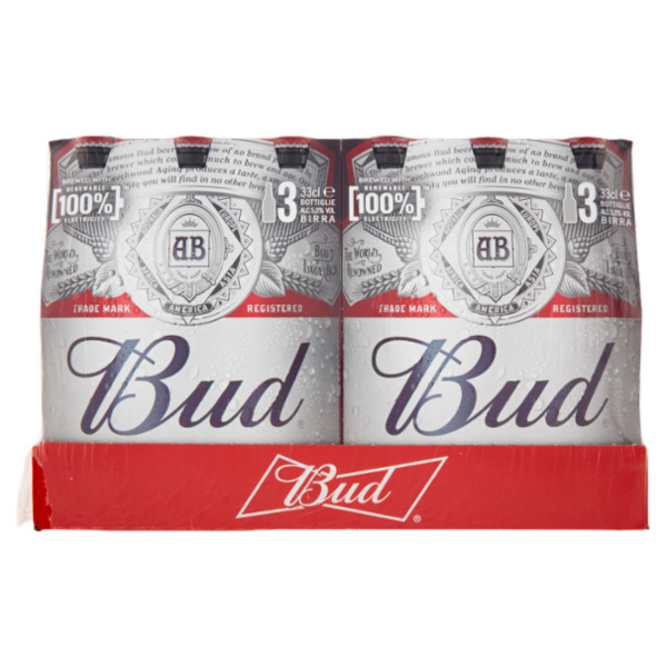 BUD Birra lager americana bottiglia 8x3x33cl