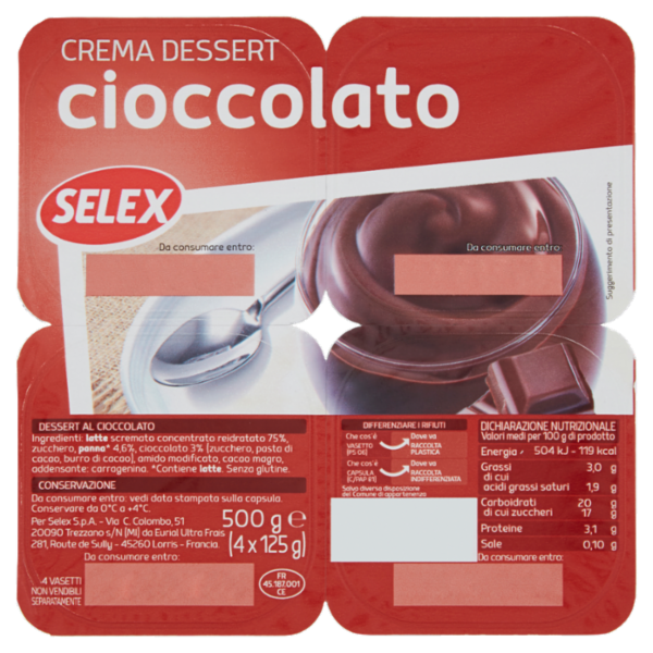 Selex Crema Dessert al Cioccolato 4x125 g