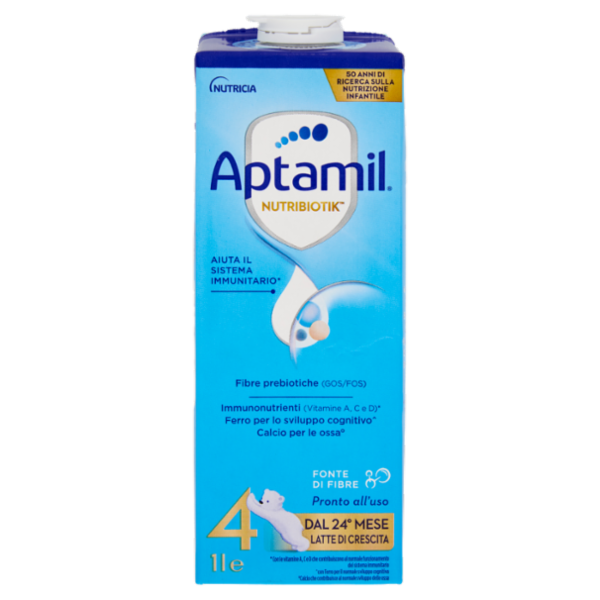 APTAMIL Nutribiotik 4 - Latte di Crescita Liquido, dal 24° mese al 36°, Fonte di Ferro e Fibre, 1L