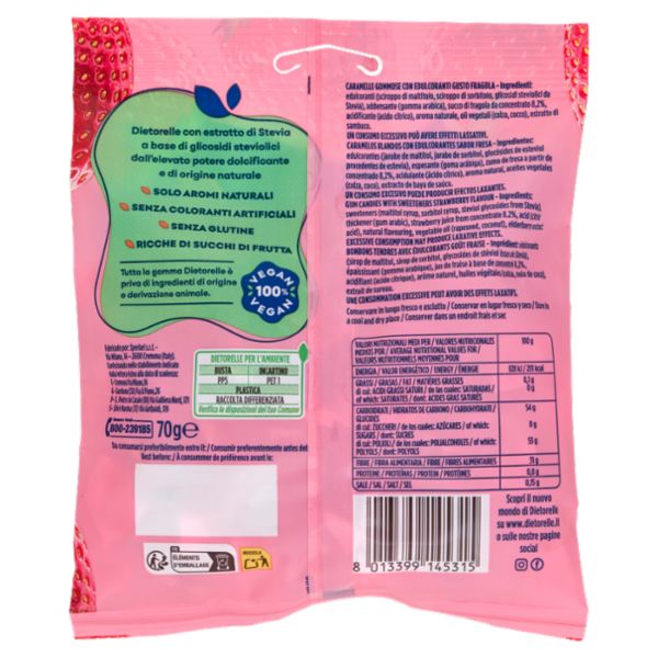 Dietorelle Zero Zucchero Caramella Gommosa Fragola 70 g