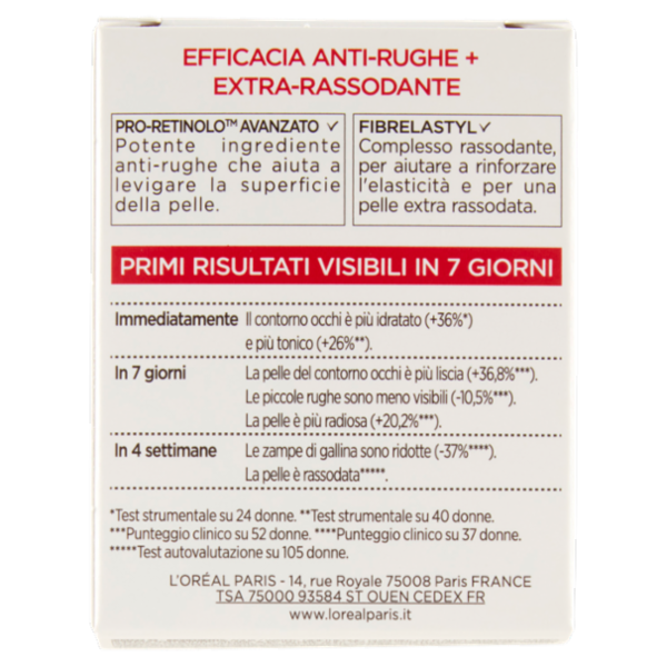 L'Oréal Paris Revitalift Contorno Occhi, Azione Anti-Rughe con Pro-Retinolo Avanzato, 15 ml