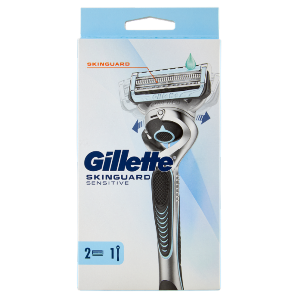 Gillette Skinguard Sensitive Rasoio da Uomo, 1 Manico + 2 Lamette