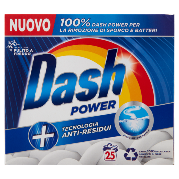 Dash Detersivo Lavatrice Polvere per Bucato Power Tecnologia Anti-Residui 25 Lavaggi 1500 g