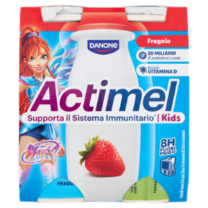ACTIMEL Winx, Yogurt Da Bere Con Vit B6 e D Per Il Sistema Immunitario, Gusto Fragola, 4X100G