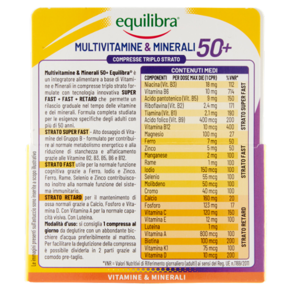 equilibra Multivitamine & Minerali 50+ Compresse Triplo Strato 30 x 1,4 g