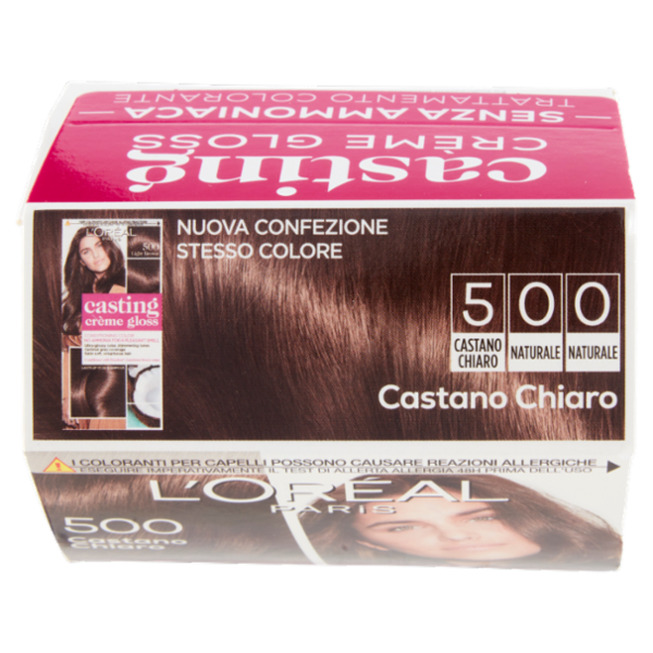 L'Oréal Paris Tinta Capelli Casting Creme Gloss, Senza Ammoniaca, 500 Castano Chiaro
