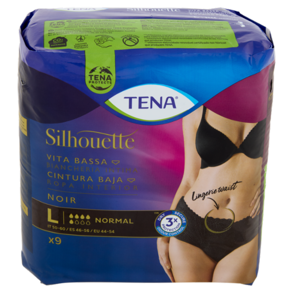 Tena Silhouette Vita Bassa Biancheria Intima Normal L Noir 9 pz