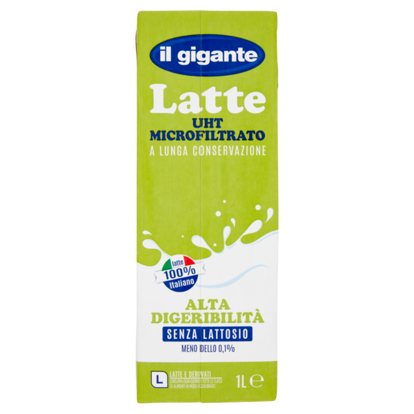 IL GIGANTE Latte UHT Microfiltrato a Lunga Conservazione Alta Digeribilità Senza Lattosio 1 L