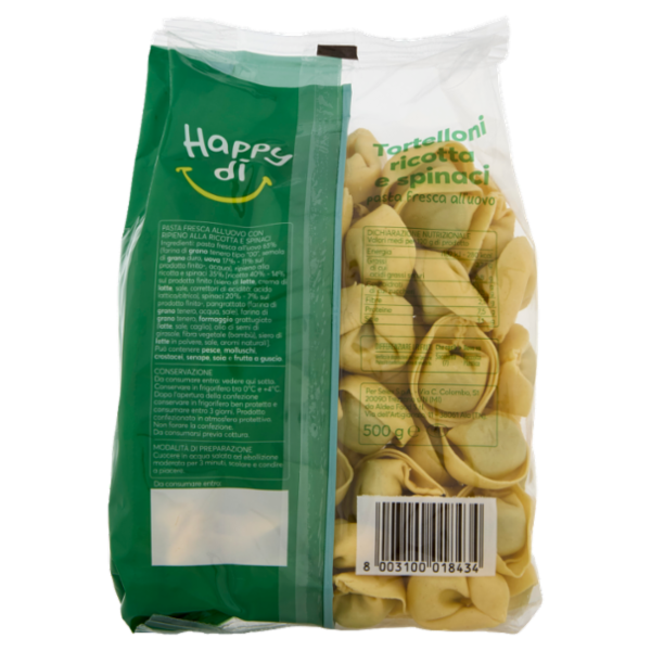 Happy dì Tortelloni alla Ricotta e Spinaci 500 g