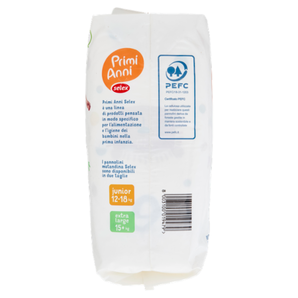 Selex Primi Anni Pannolini Mutandine per Bambini Extra Large 15+ kg 18 pezzi