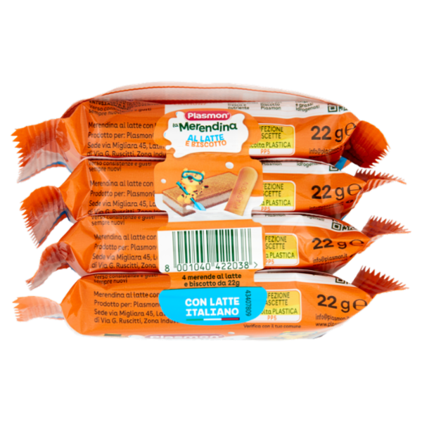 Plasmon la Merendina al Latte e Biscotto 4 x 22 g