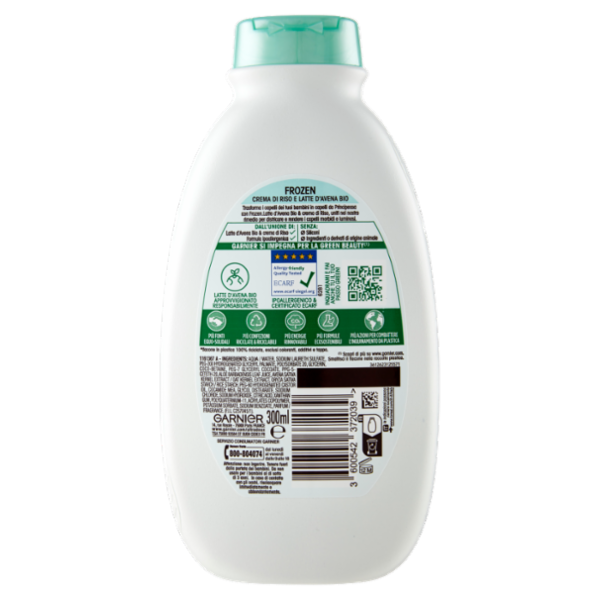 Garnier Shampoo 2in1 Ultra Dolce Delicatezza d'Avena 2in1 Kids, Per Capelli e Cute Delicati, 300 ml